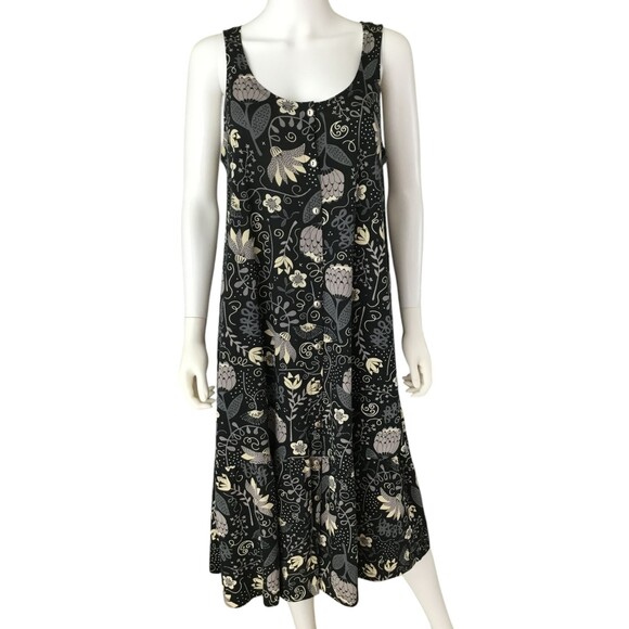 Gudrun Sjoden Shirt Dress sz M Floral Paisley Organic Pockets BOHO Lagenlook NEW - Picture 3 of 14